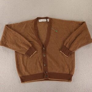 John Ashford Tan/Brown Herringbone Men's Cardigan